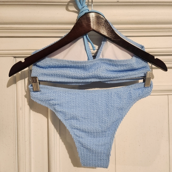 MakeMeChic 3 Piece Halter Ring Bikini Set with Cover Up Skirt Size Medium - Picture 6 of 9